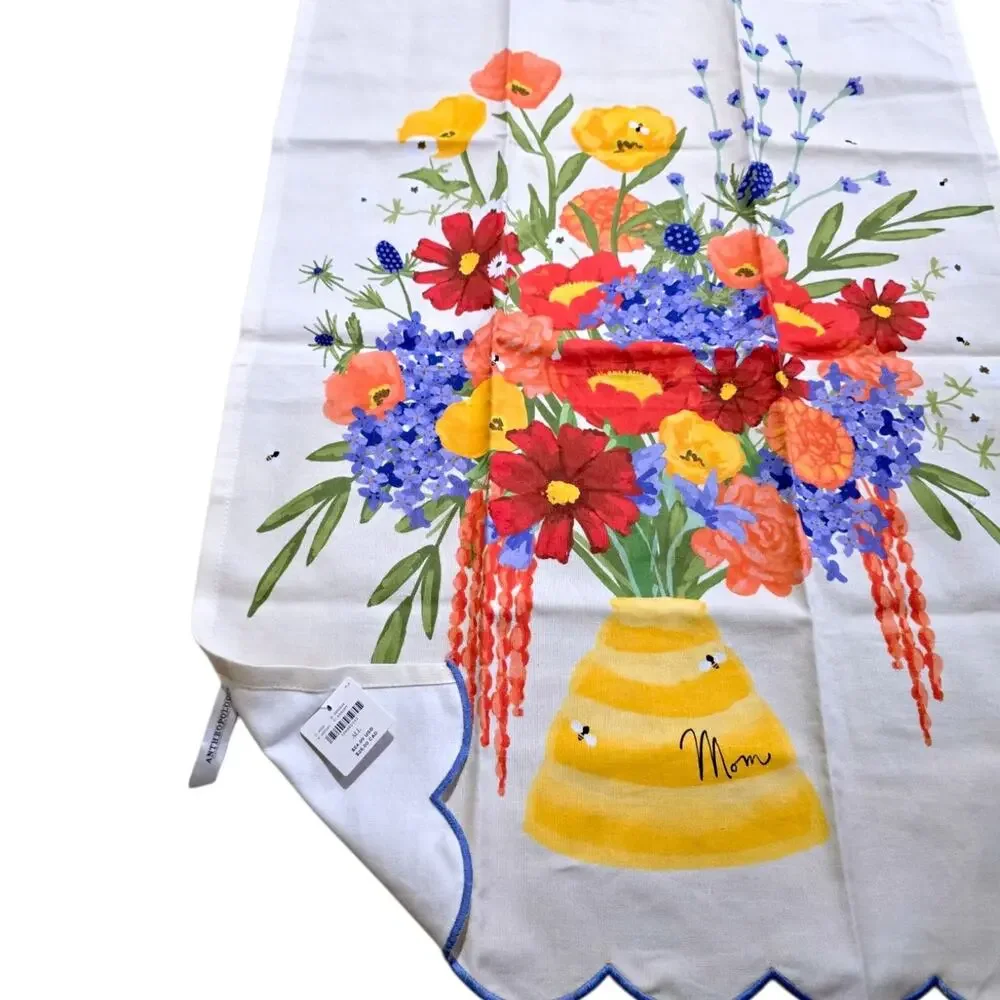 Anthropologie Beehive Cotton Dishtowel Floral Bouquet Mom Mothers Day